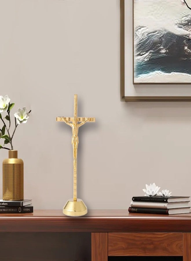 Imerance Crucifix Wall Cross Small Metal Slender Catholic Crosses Golden Cross Wall Décor(4.72inches - Golden) - Image 4